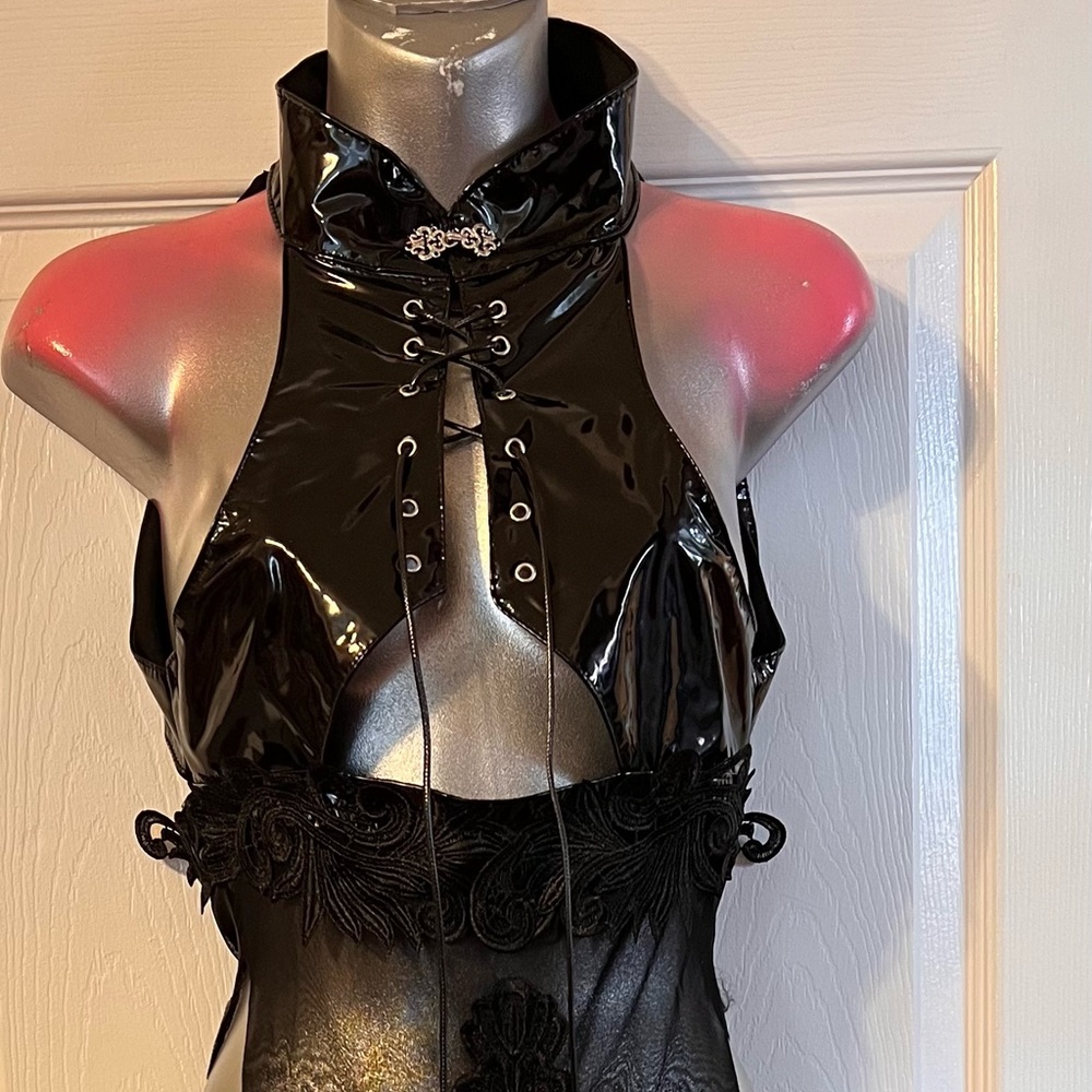 Large latex and sheer lingerie dress